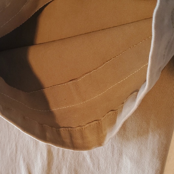 Risen Jeans Cargo Tan High Rise Wide Leg Sz 15 W32 Pants w Trendy Hem Hack - Picture 10 of 14